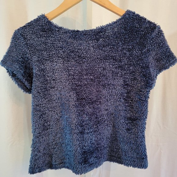 Anxiety For Kids Girls Navy Blue Short sleeve Sweater Top Size Large - Picture 2 of 4